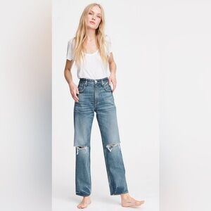 Rag & Bone Jeans Super High Rise Straight Relaxed Leg in Finn Distressed Size 26